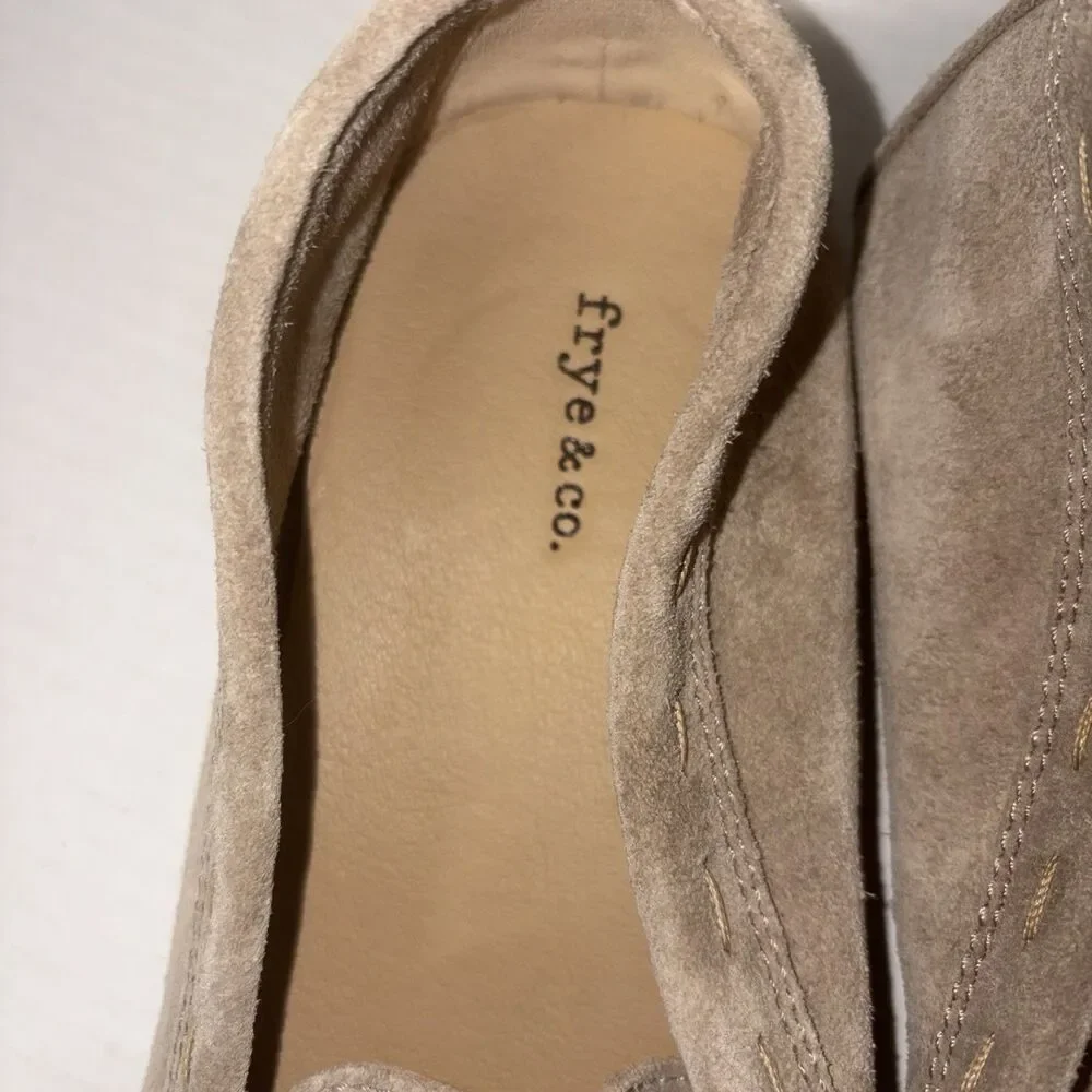 Frye & Co Men's Ash Taupe Suede Casual Driving Moc Loafers Size 10.5